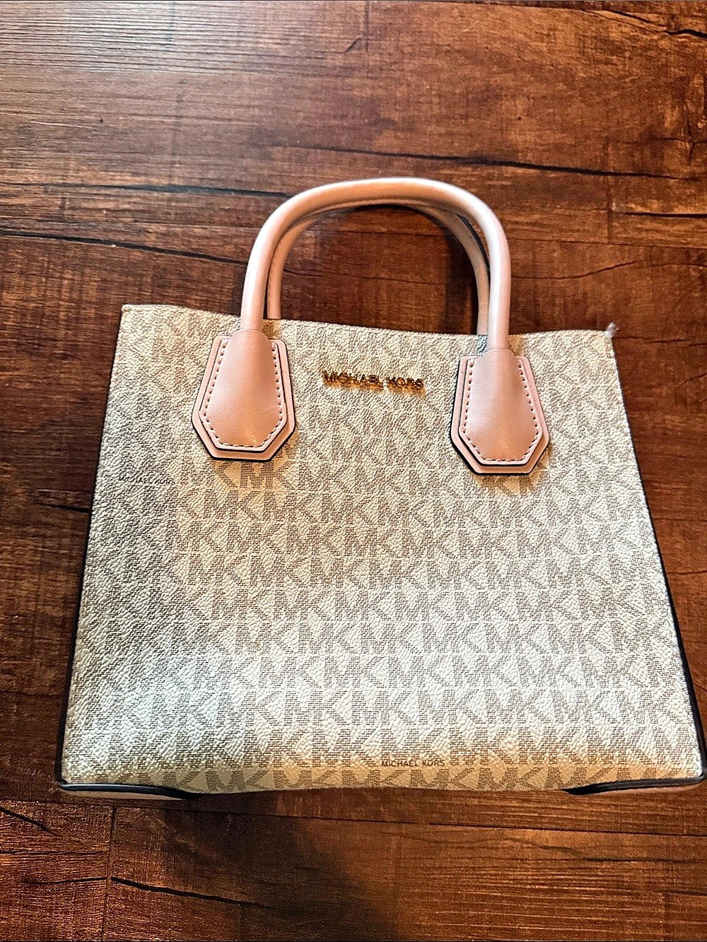 Michael Kors Mercer Gallery Small Tote Bag Pink & White